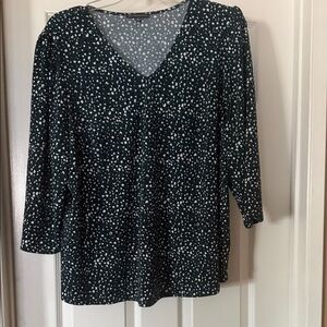 Adrianna Papell Black , green  and White Dotted Blouse